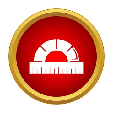 Protractor and ruler icon measuring geometry education 库存插图