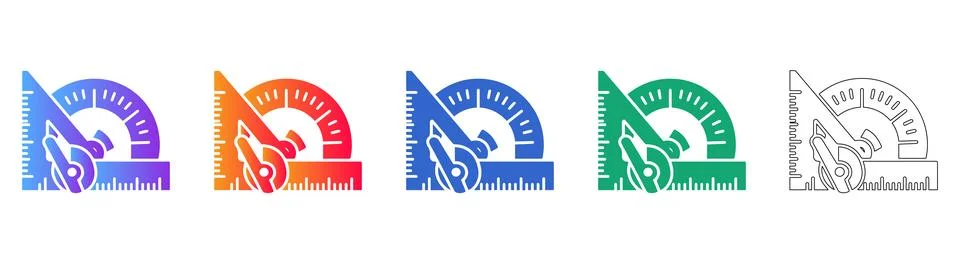 Protractor and Square Tool Vector Icons Illustrazione stock