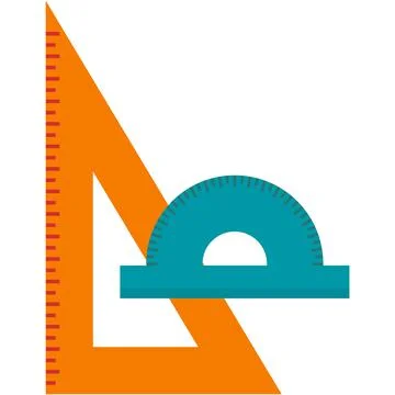 Protractor and triangle ruler vector school tool set Stock Illustration