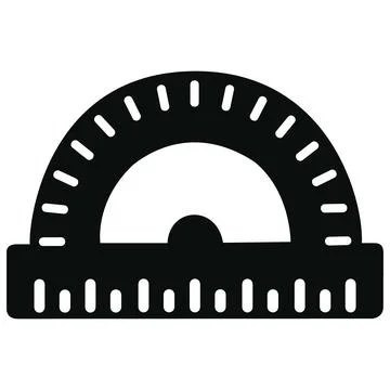 Protractor angle ruler vector glyph icon Stock Illustration