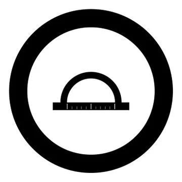 Protractor black icon in circle vector illustration Stock Illustration