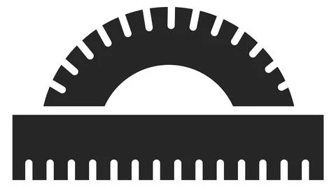 Protractor black icon. Geometry symbol. Math tool Stock Illustration
