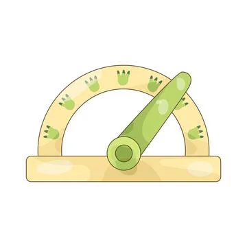 Protractor with dinosaur footprints Illustrazione stock