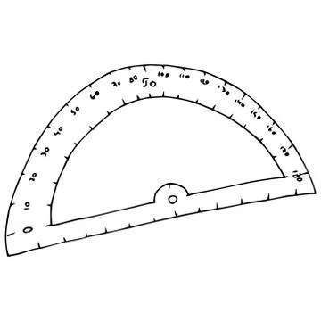 Protractor for geometry icon. Vector illustration of a protractor with a rule Stock Illustration