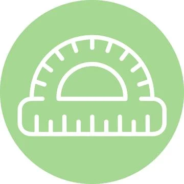 Protractor geometry math measurement tool icon flat design Stock Illustration