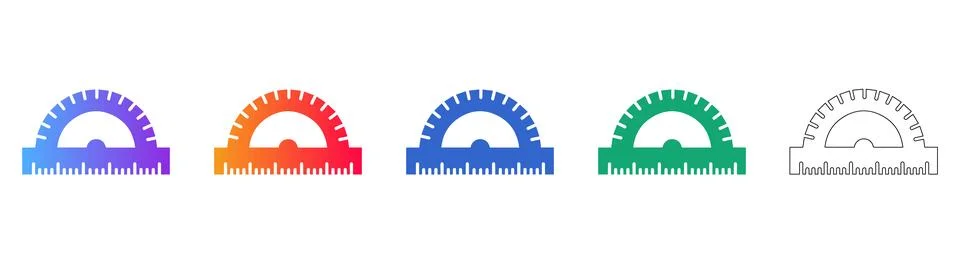 Protractor Geometry Measurement Tool Set Stock Illustration