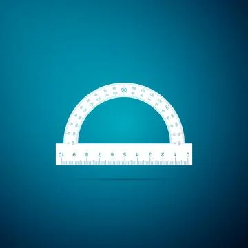 Protractor grid for measuring degrees icon isolated on blue background. Tilt Stock Illustration