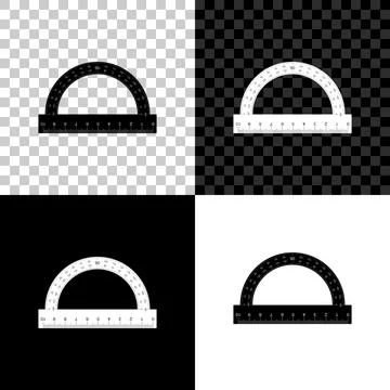 Protractor grid for measuring degrees icon isolated on black, white and Stock Illustration