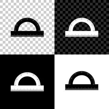 Protractor grid for measuring degrees icon isolated on black, white and Stock Illustration