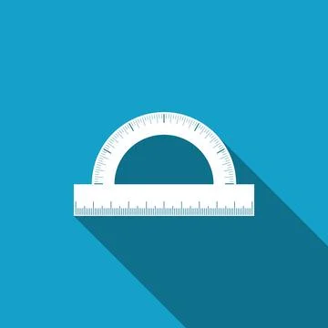 Protractor grid for measuring degrees icon isolated with long shadow. Tilt angle Illustrazione stock
