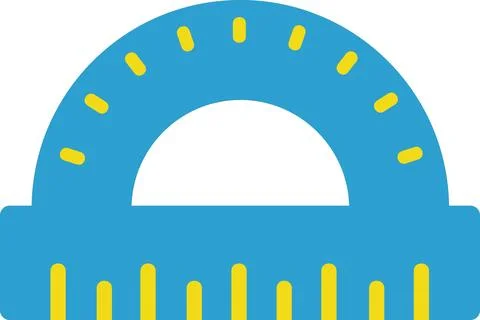 Protractor icon blue geometry measurement ruler tool Stock Illustration