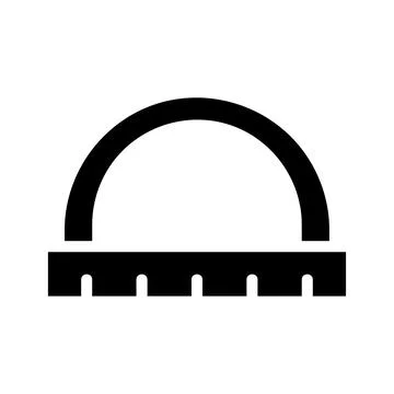 Protractor icon, concept of measurement, geometry, and mathematics. Stock Illustration