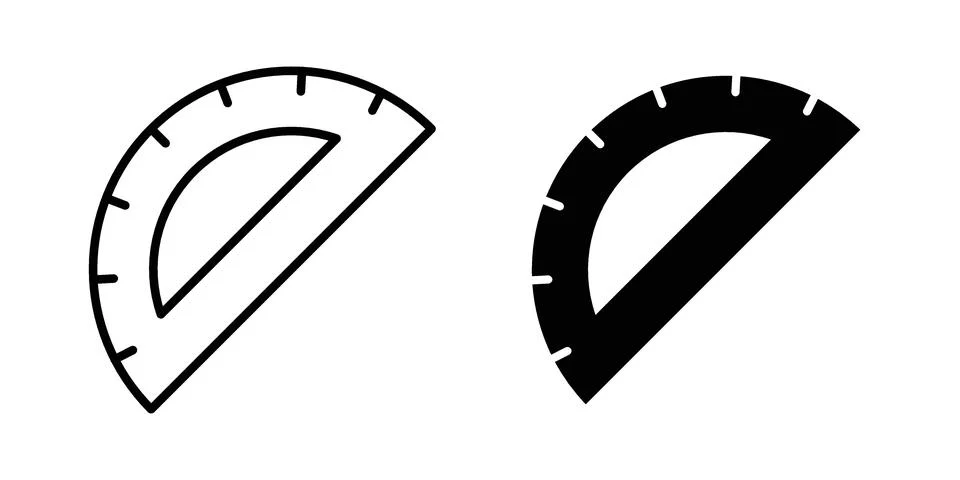 Protractor icon drawing lines. Silhouette style vector bundle Stock Illustration