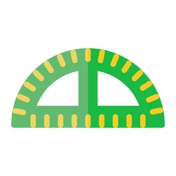 Protractor icon in Flat Style. Color Fill. Isolated on White Background Stock Illustration
