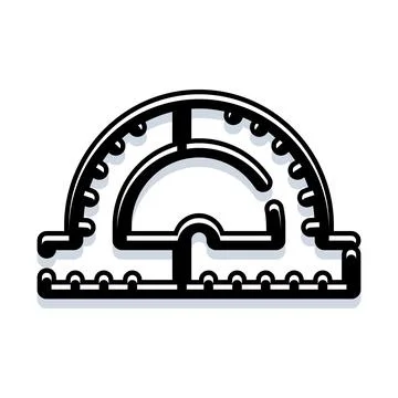Protractor icon for geometry and angle measurement Illustrazione stock