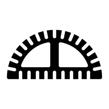 Protractor icon in Glyph Style. Black Fill. Isolated on White Background Stock Illustration