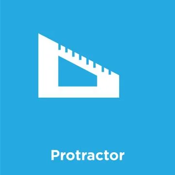Protractor icon isolated on blue background Stock Illustration