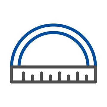 Protractor icon for measuring angles. Concept of geometry, mathematics, and.. Stock Illustration