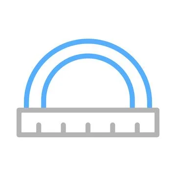 Protractor icon for measuring angles. Concept of geometry, mathematics, and.. Stock Illustration