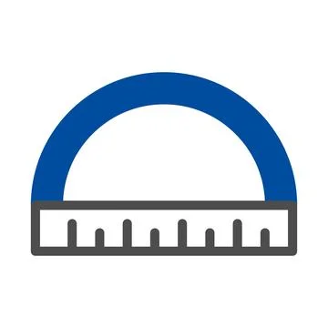 Protractor icon. Measuring tool for angles. Stock Illustration