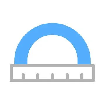 Protractor icon. Measuring tool for angles. Stock Illustration