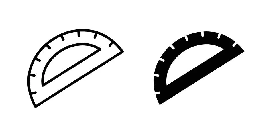 Protractor icon silhouette vector set. thin line pack Stock Illustration