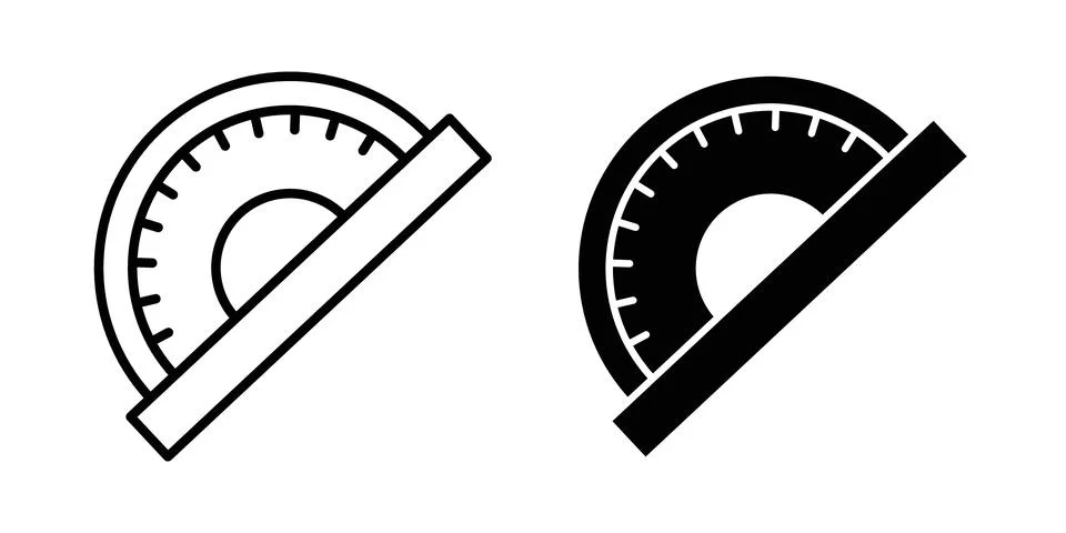 Protractor icon symbol. Flat and Stroke Vector illustration Stock Illustration