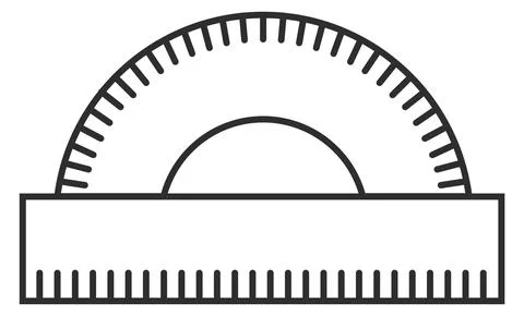 Protractor line icon. Geometry angle measurement symbol Illustrazione stock