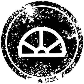 Protractor math equipment distressed icon Stock Illustration