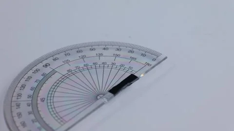 Protractor for mathematics. Semicircle measuring tool Stock Footage 345461250