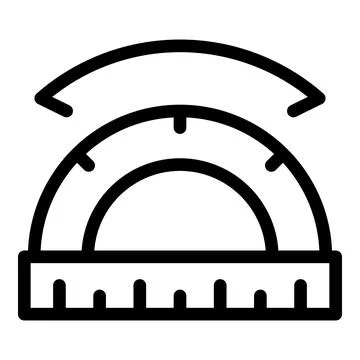 Protractor measuring an angle for geometry or math class Stock Illustration