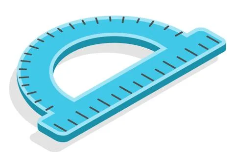 Protractor for Measuring Angles, Rounded Ruler Stock Illustration