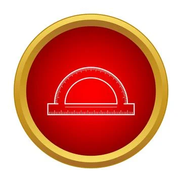 Protractor measuring tool icon in red circle Stock Illustration
