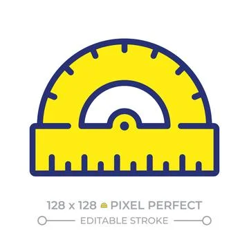 Protractor pixel perfect line color icon Stock Illustration