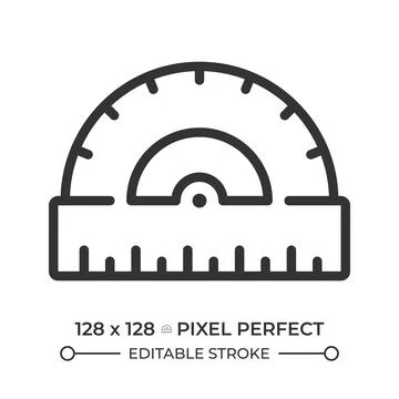 Protractor pixel perfect line icon Stock Illustration