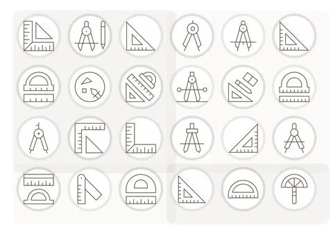 Protractor Premium Vector Bundle with 24 64x64 Display Perfect Thin Line Icon 스톡 일러스트