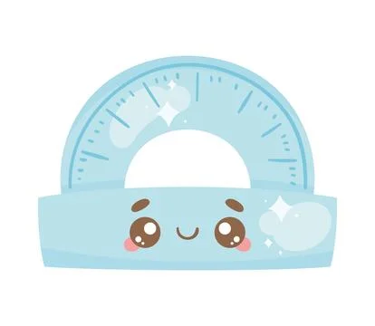 Protractor rule kawaii character イラスト素材