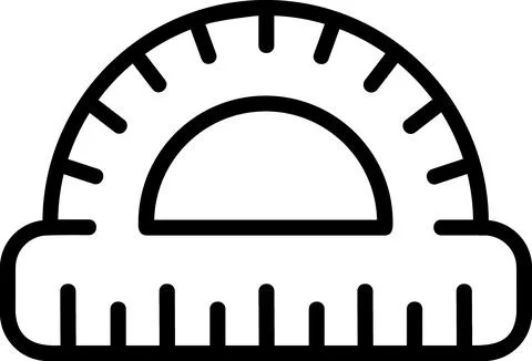 Protractor ruler icon for geometry angle measurement Stock Illustration