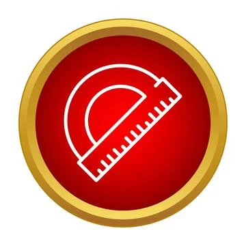 Protractor ruler math tool red golden icon Stockillustratie