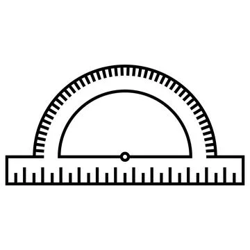 Protractor tool for measuring and constructing angles drawings on paper Stock Illustration