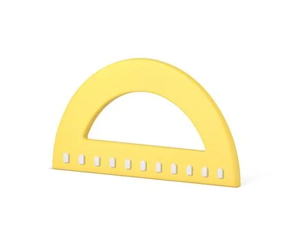 Protractor yellow mathematical angle tilt engineering drafting accuracy 3d .. Illustrazione stock