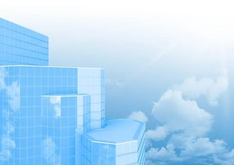 Protruding skyscraper platform above the clouds Stock Illustration