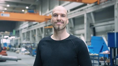 Proud and happy engineer looking into camera Stock Footage 132704950