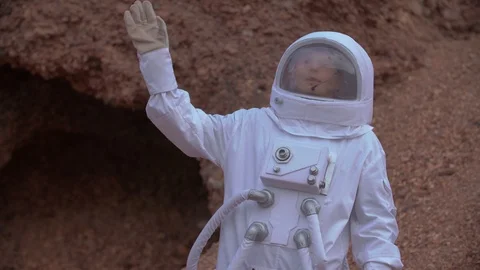 Proud Astronaut on Mars Surface Video stock 111374003