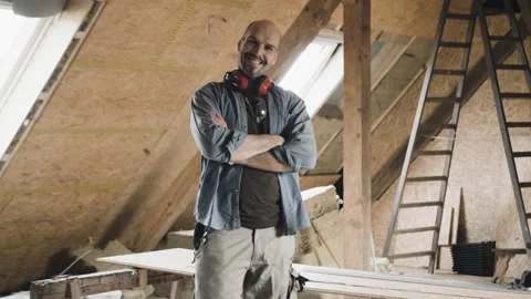 Proud construction worker at a construction site Stock Footage 149293719