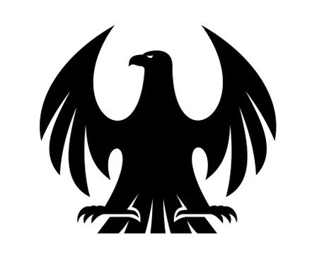 Proud eagle silhouette with raised wings Stock Illustration