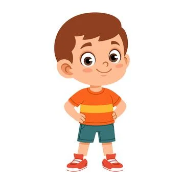 Proud Expression of Flat Boy Character Stock Illustration