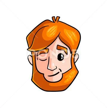 Proud face of young redhead boy with one eye closed Stock Illustration