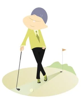 Proud golfer on the golf course Stock Illustration