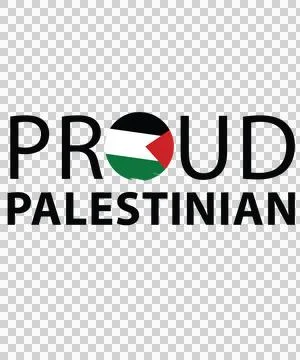 Proud Palestinian Text With Circle black white background Stock Illustration